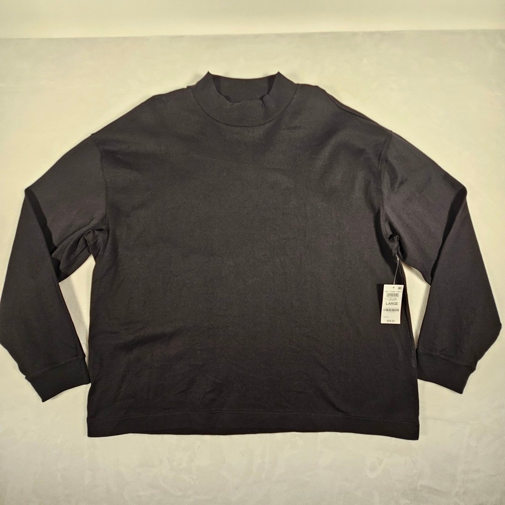 Mode‎ Of One Men's Mock Neck Long Sleeve Sweatshirt Black Size Large
